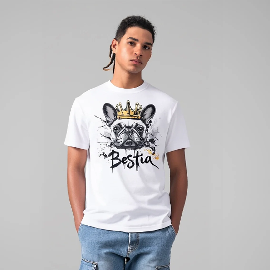 French Bulldog T-shirt White - Image 3